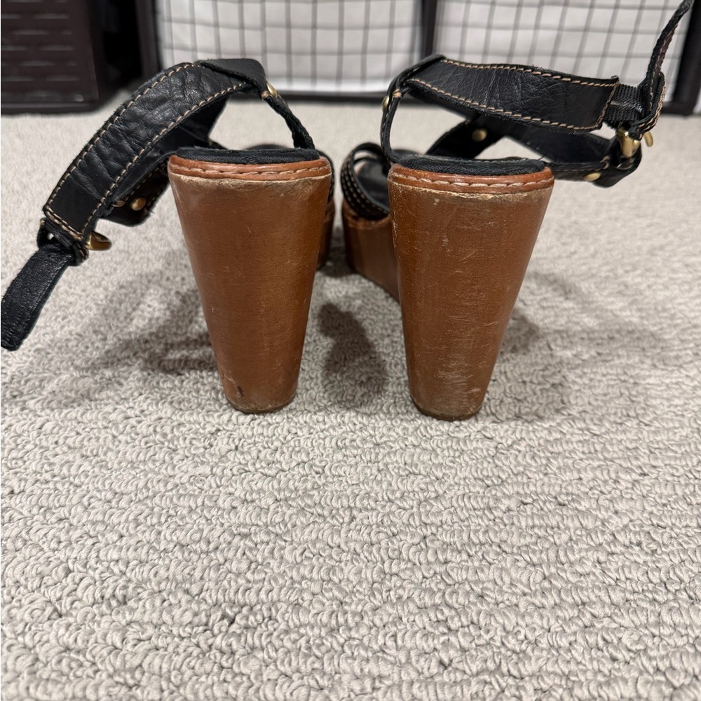 Coach Black and Brown Wedge Sandals - Picture 3 of 6